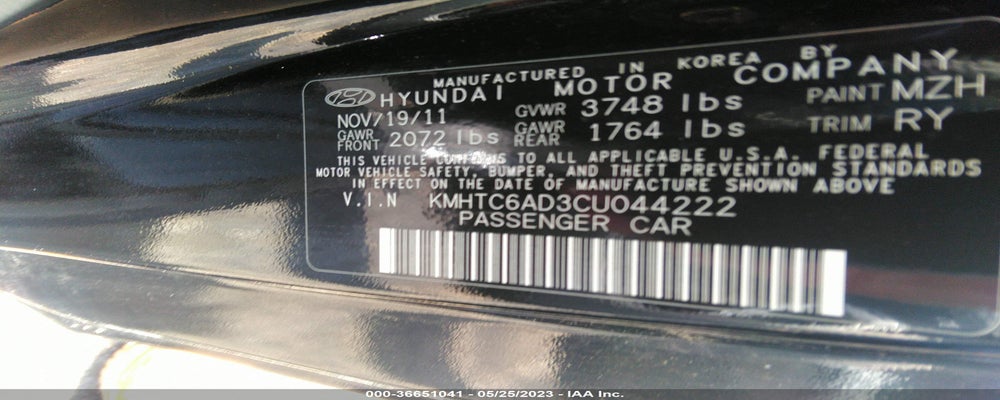 KMHTC6AD3CU044222 2012 HYUNDAI VELOSTER photo no. 9