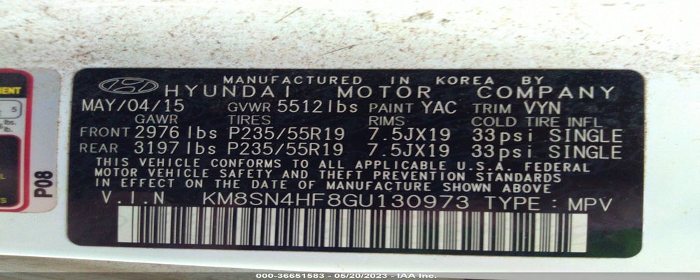 KM8SN4HF8GU130973 2016 HYUNDAI SANTA FE photo no. 9