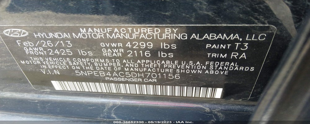 5NPEB4AC5DH701156 2013 HYUNDAI SONATA photo no. 9