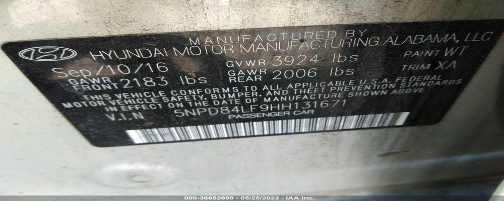 5NPD84LF9HH131671 2017 HYUNDAI ELANTRA photo no. 9
