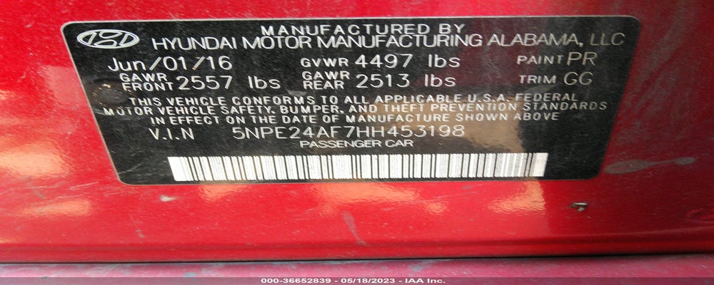 5NPE24AF7HH453198 2017 HYUNDAI SONATA photo no. 9