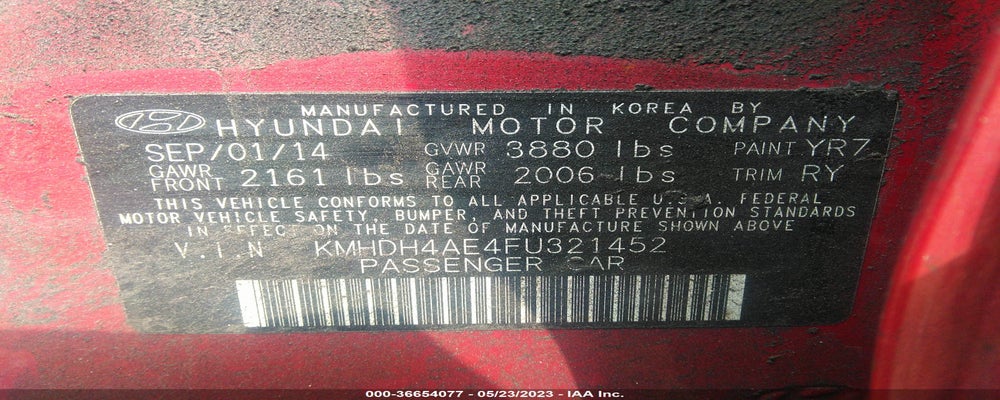 KMHDH4AE4FU321452 2015 HYUNDAI ELANTRA photo no. 9
