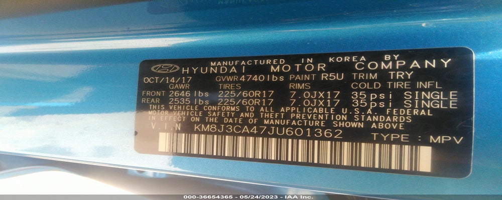 KM8J3CA47JU601362 2018 HYUNDAI TUCSON photo no. 9