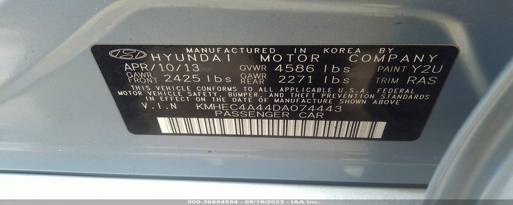 KMHEC4A44DA074443 2013 HYUNDAI SONATA HYBRID photo no. 9