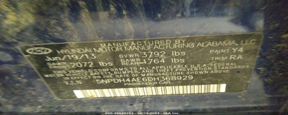 5NPDH4AE6DH368929 2013 HYUNDAI ELANTRA photo no. 9