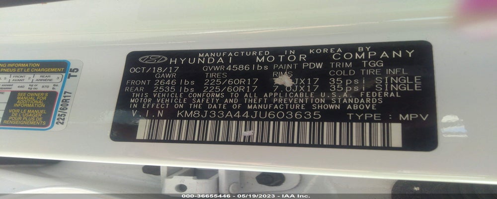 KM8J33A44JU603635 2018 HYUNDAI TUCSON photo no. 9