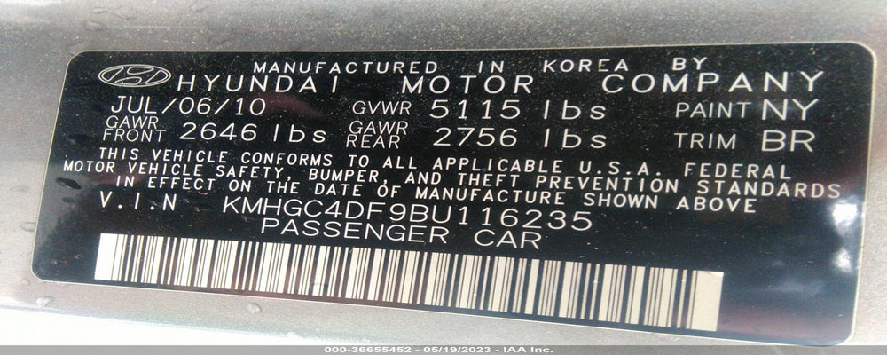 KMHGC4DF9BU116235 2011 HYUNDAI GENESIS photo no. 9