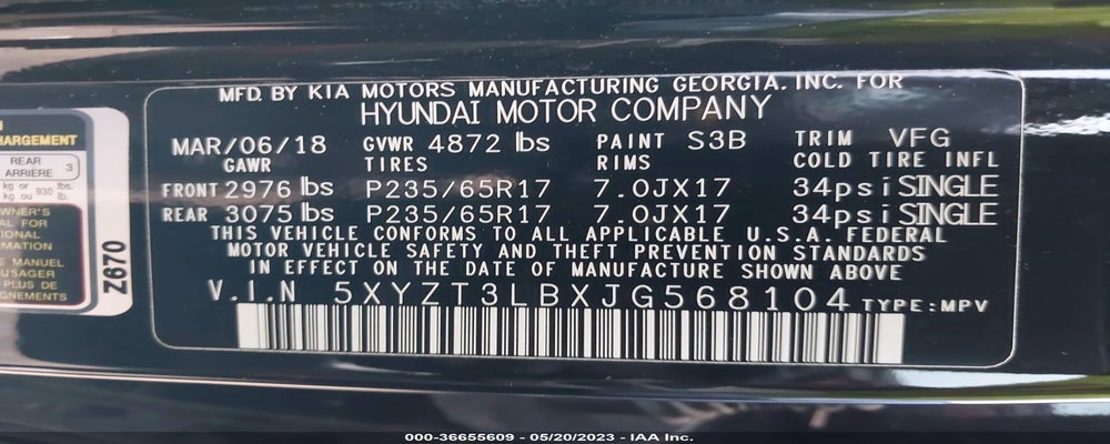 5XYZT3LBXJG568104 2018 HYUNDAI SANTA FE SPORT photo no. 9
