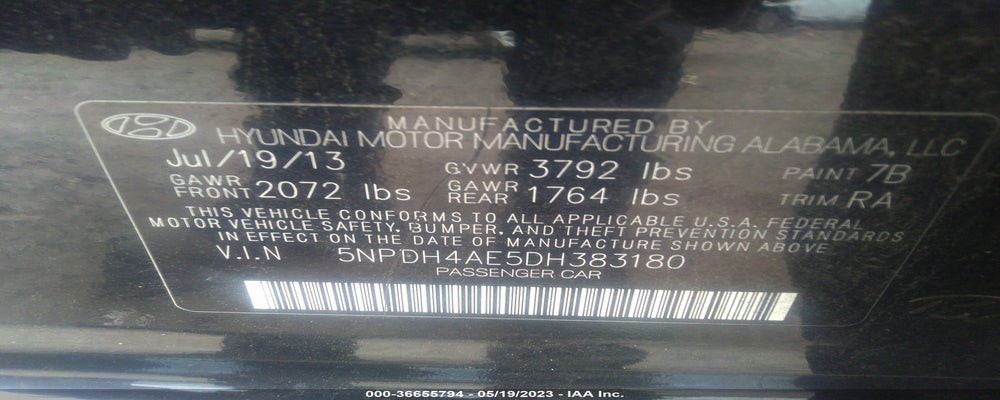 5NPDH4AE5DH383180 2013 HYUNDAI ELANTRA photo no. 9