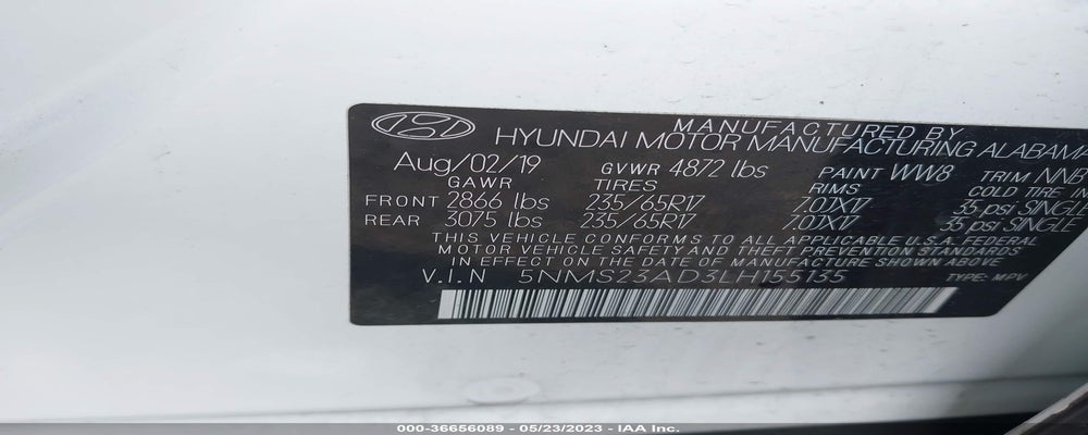 5NMS23AD3LH155135 2020 HYUNDAI SANTA FE photo no. 9