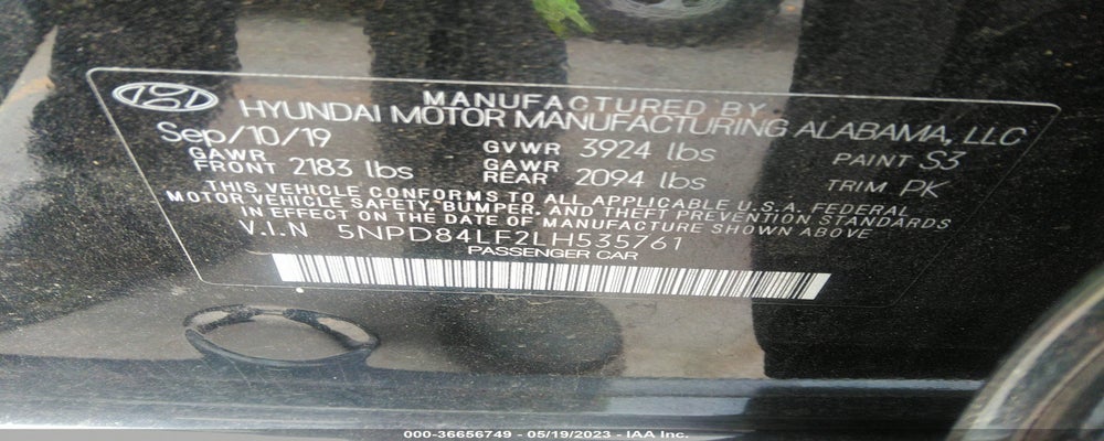 5NPD84LF2LH535761 2020 HYUNDAI ELANTRA photo no. 9