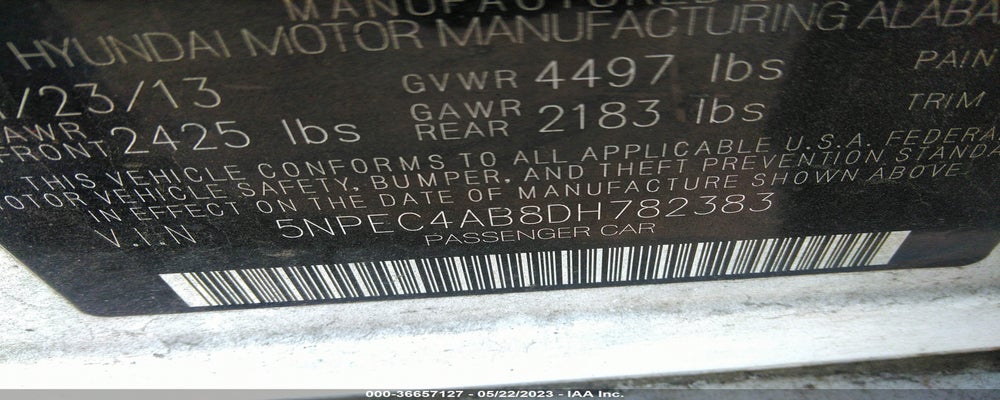 5NPEC4AB8DH782383 2013 HYUNDAI SONATA photo no. 9