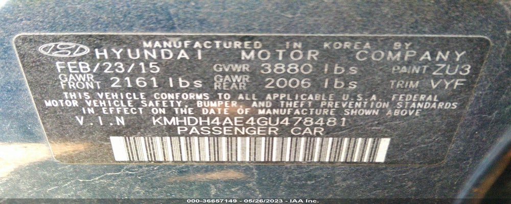 KMHDH4AE4GU478481 2016 HYUNDAI ELANTRA photo no. 9