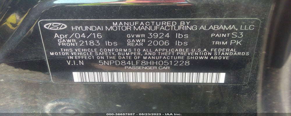5NPD84LF8HH051228 2017 HYUNDAI ELANTRA photo no. 9
