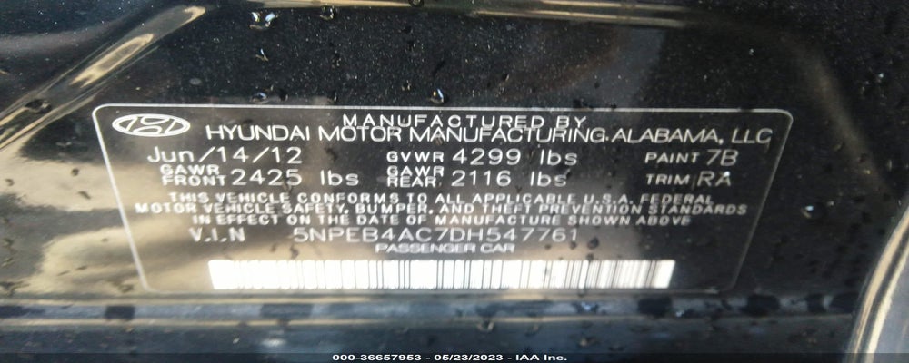5NPEB4AC7DH547761 2013 HYUNDAI SONATA photo no. 9