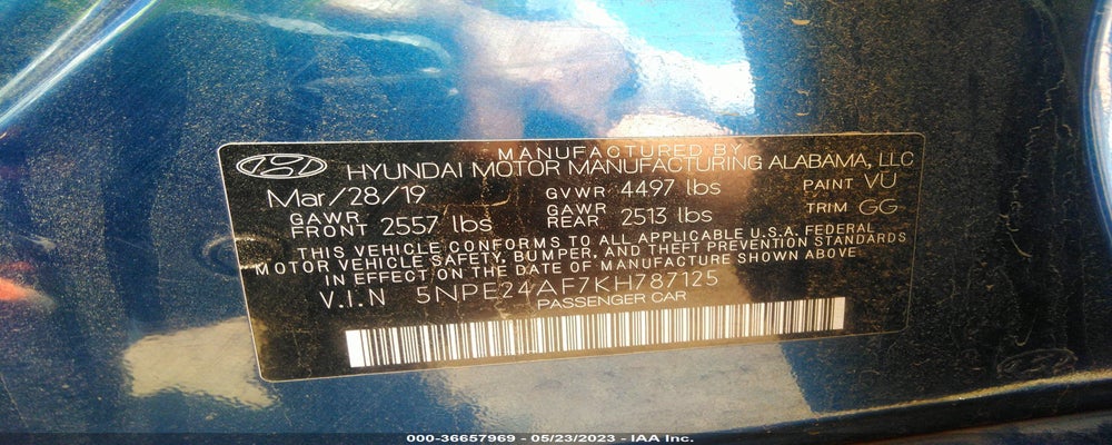 5NPE24AF7KH787125 2019 HYUNDAI SONATA photo no. 9