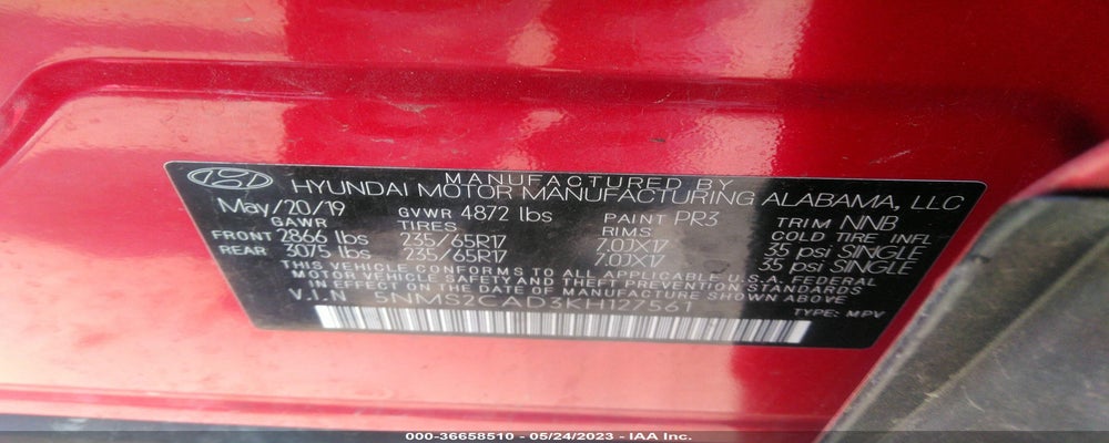 5NMS2CAD3KH127561 2019 HYUNDAI SANTA FE photo no. 9