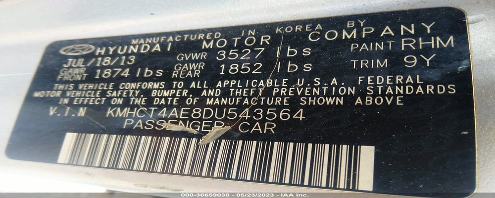 KMHCT4AE8DU543564 2013 HYUNDAI ACCENT photo no. 9