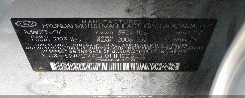 5NPD74LF0HH205613 2017 HYUNDAI ELANTRA photo no. 9
