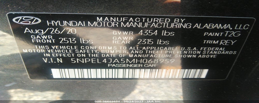 5NPEL4JA5MH068959 2021 HYUNDAI SONATA photo no. 9