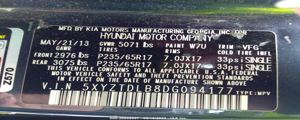 5XYZTDLB8DG094177 2013 HYUNDAI SANTA FE SPORT photo no. 9