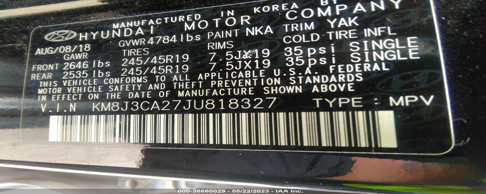 KM8J3CA27JU818327 2018 HYUNDAI TUCSON photo no. 9