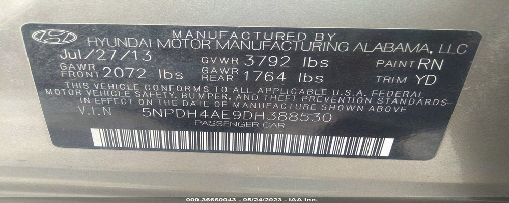 5NPDH4AE9DH388530 2013 HYUNDAI ELANTRA photo no. 9