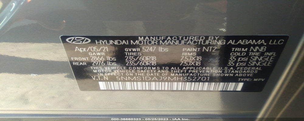 5NMS1DAJ9MH352701 2021 HYUNDAI SANTA FE photo no. 9