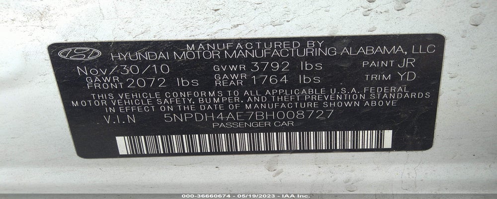 5NPDH4AE7BH008727 2011 HYUNDAI ELANTRA photo no. 9
