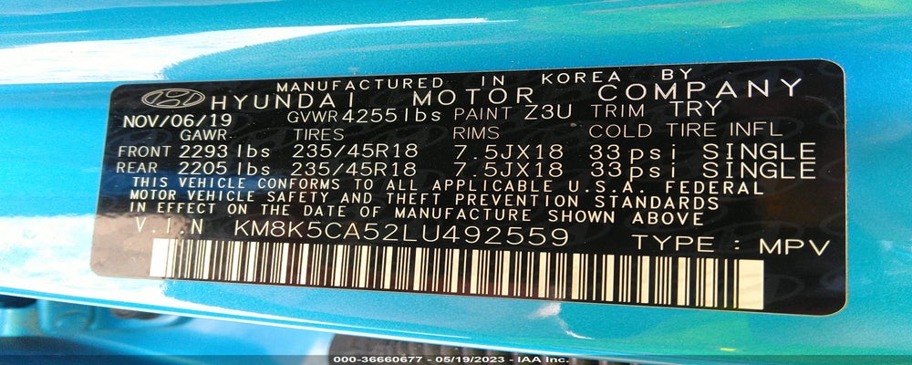 KM8K5CA52LU492559 2020 HYUNDAI KONA photo no. 9
