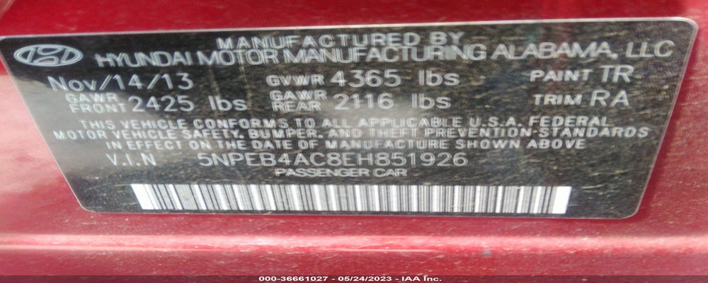 5NPEB4AC8EH851926 2014 HYUNDAI SONATA photo no. 9