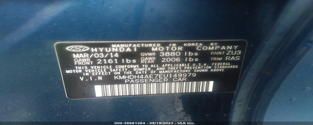 KMHDH4AE7EU149979 2014 HYUNDAI ELANTRA photo no. 9