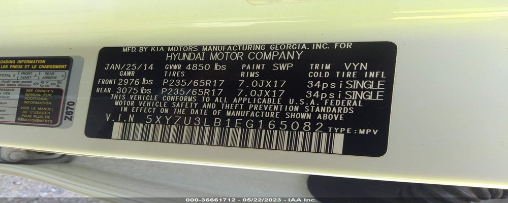 5XYZU3LB1EG165082 2014 HYUNDAI SANTA FE SPORT photo no. 9