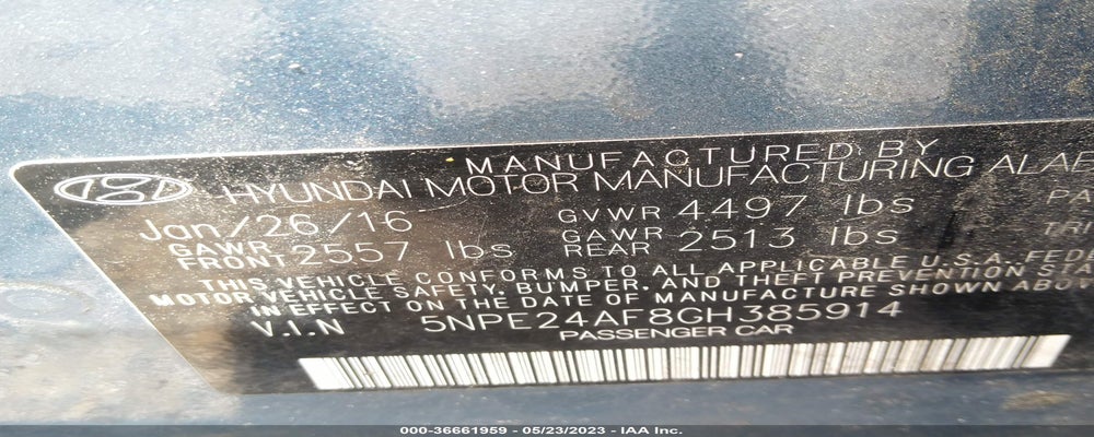 5NPE24AF8GH385914 2016 HYUNDAI SONATA photo no. 9