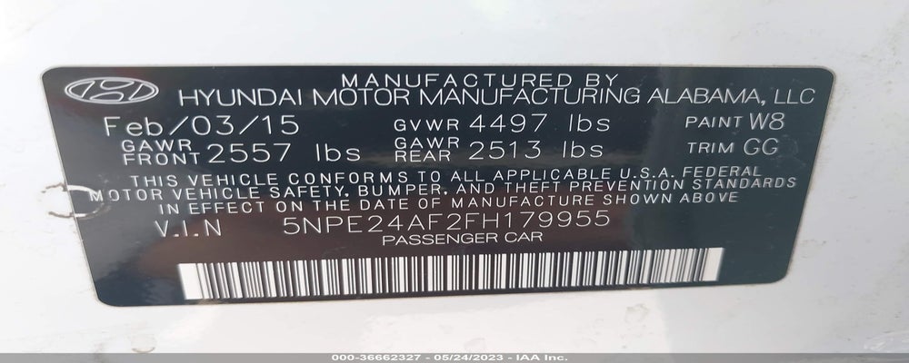 5NPE24AF2FH179955 2015 HYUNDAI SONATA photo no. 9