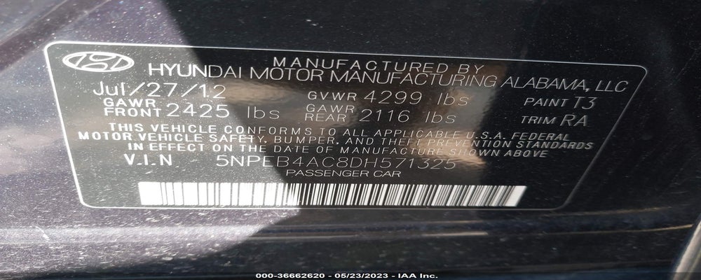5NPEB4AC8DH571325 2013 HYUNDAI SONATA photo no. 9