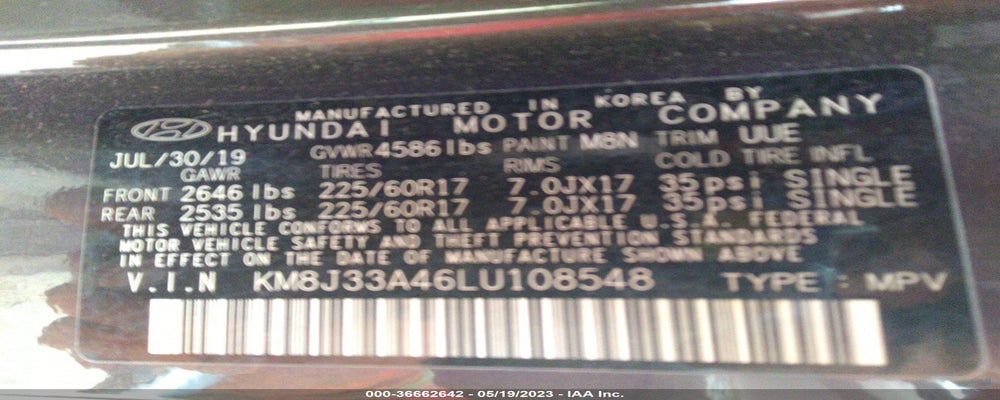 KM8J33A46LU108548 2020 HYUNDAI TUCSON photo no. 9