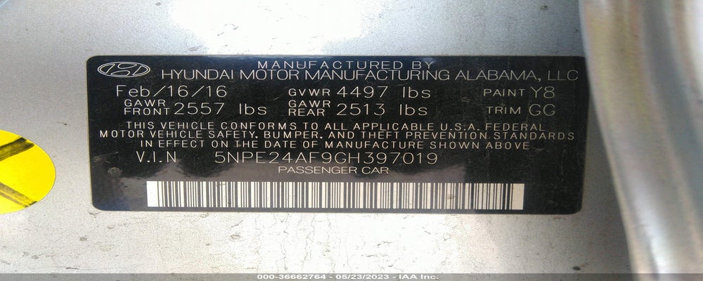 5NPE24AF9GH397019 2016 HYUNDAI SONATA photo no. 9