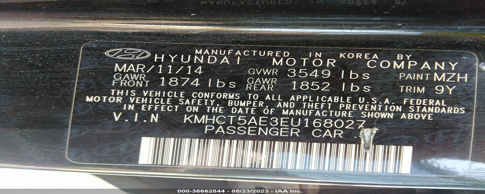 KMHCT5AE3EU168027 2014 HYUNDAI ACCENT photo no. 9