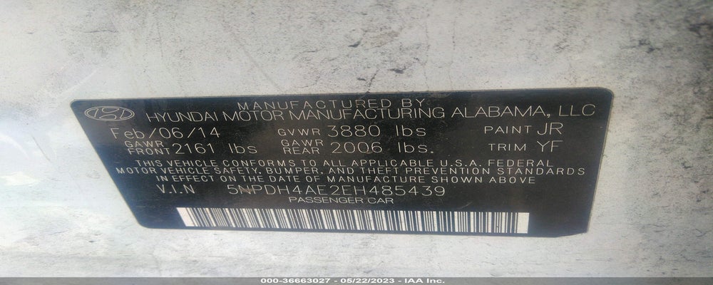 5NPDH4AE2EH485439 2014 HYUNDAI ELANTRA photo no. 9