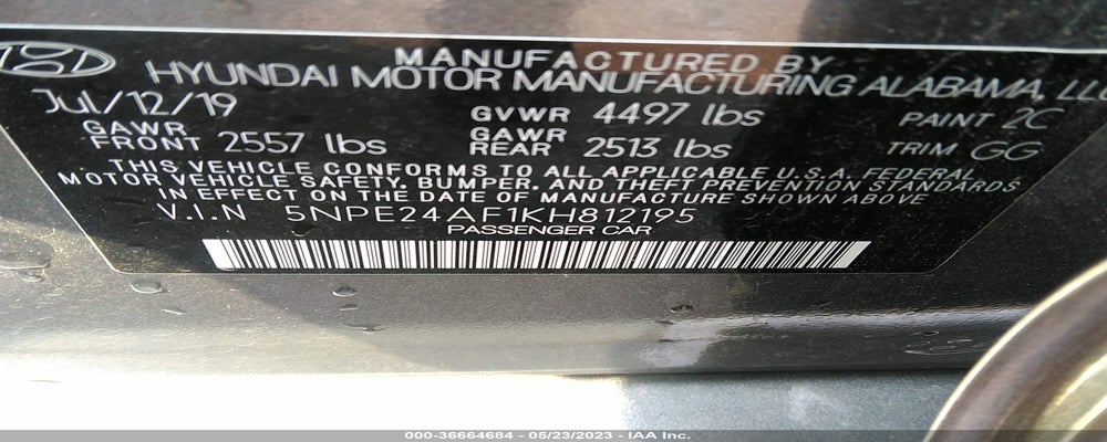 5NPE24AF1KH812195 2019 HYUNDAI SONATA photo no. 9