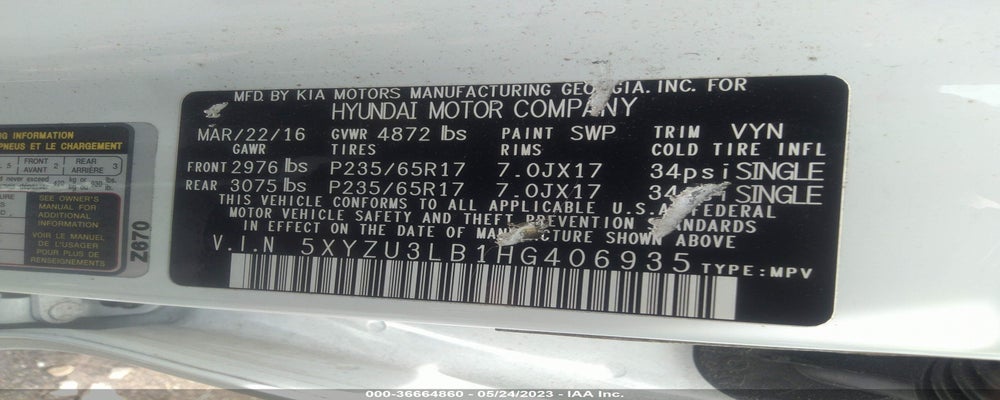 5XYZU3LB1HG406935 2017 HYUNDAI SANTA FE SPORT photo no. 9