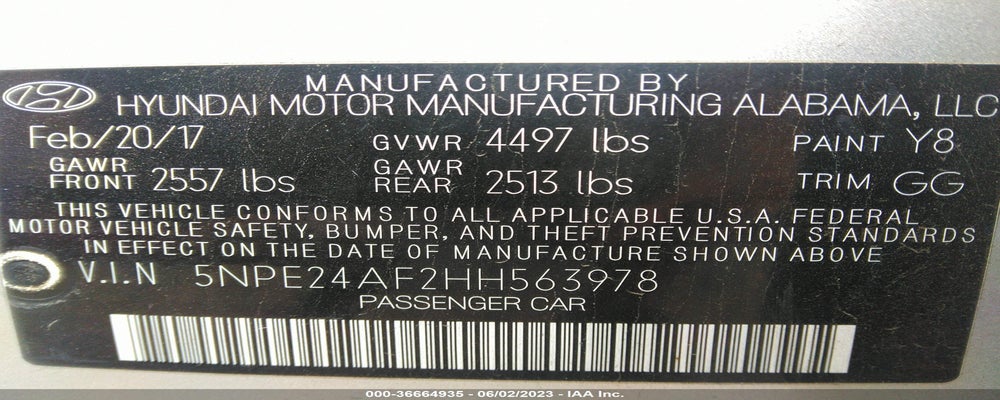 5NPE24AF2HH563978 2017 HYUNDAI SONATA photo no. 9