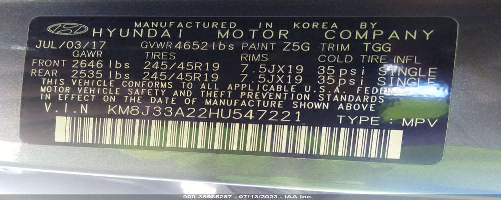 KM8J33A22HU547221 2017 HYUNDAI TUCSON photo no. 9