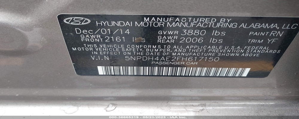 5NPDH4AE2FH617150 2015 HYUNDAI ELANTRA photo no. 9