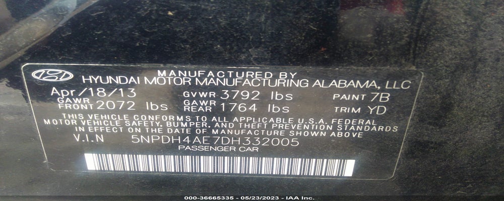 5NPDH4AE7DH332005 2013 HYUNDAI ELANTRA photo no. 9