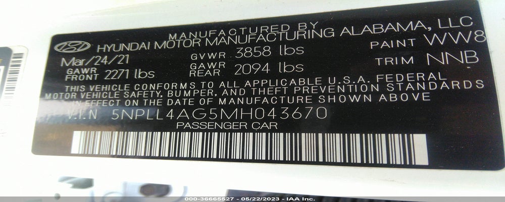 5NPLL4AG5MH043670 2021 HYUNDAI ELANTRA photo no. 9