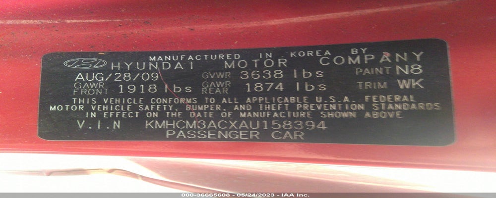 KMHCM3ACXAU158394 2010 HYUNDAI ACCENT photo no. 9