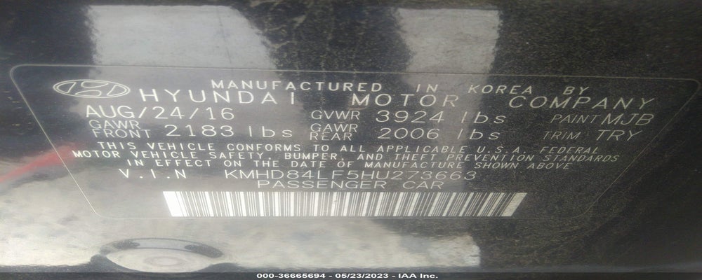 KMHD84LF5HU273663 2017 HYUNDAI ELANTRA photo no. 9