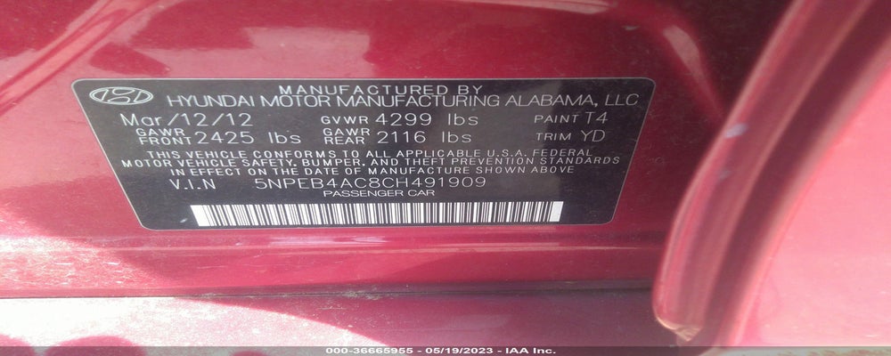 5NPEB4AC8CH491909 2012 HYUNDAI SONATA photo no. 9